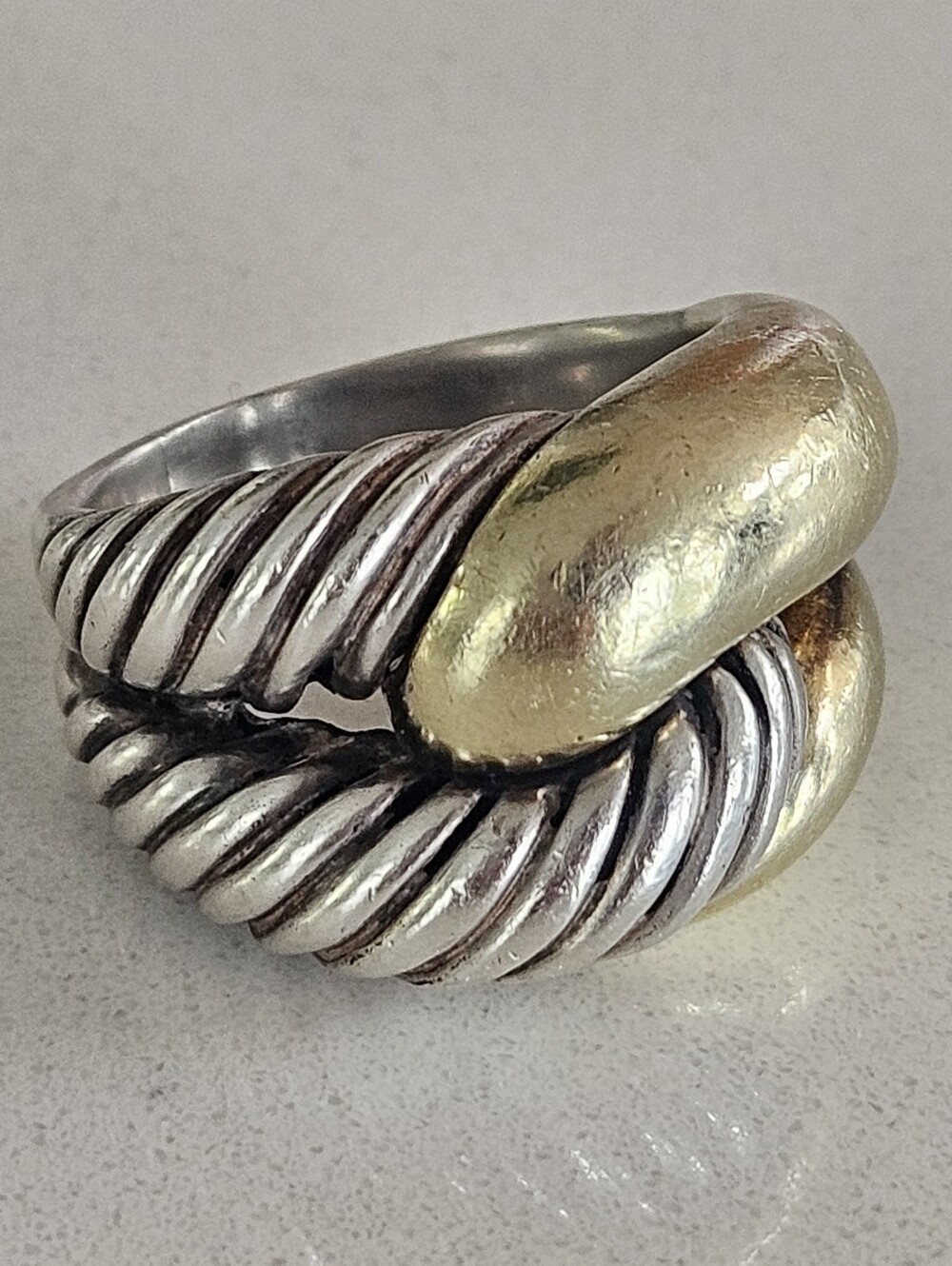 Vintage David Yurman Sculptured Rope Sterling Silver 14k 16mm Statement Ring - Picture 2 of 9